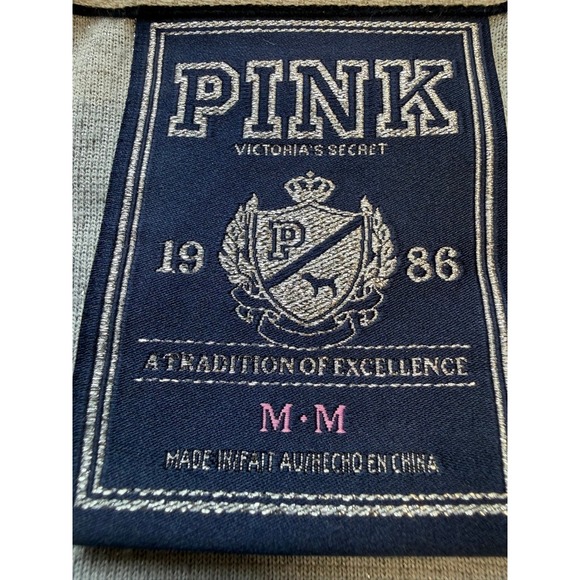 VTG"PINK" Victorias Secret Grey Metallic Sequin Heart Full Zip Hoodie Medium Y2K - Picture 6 of 16